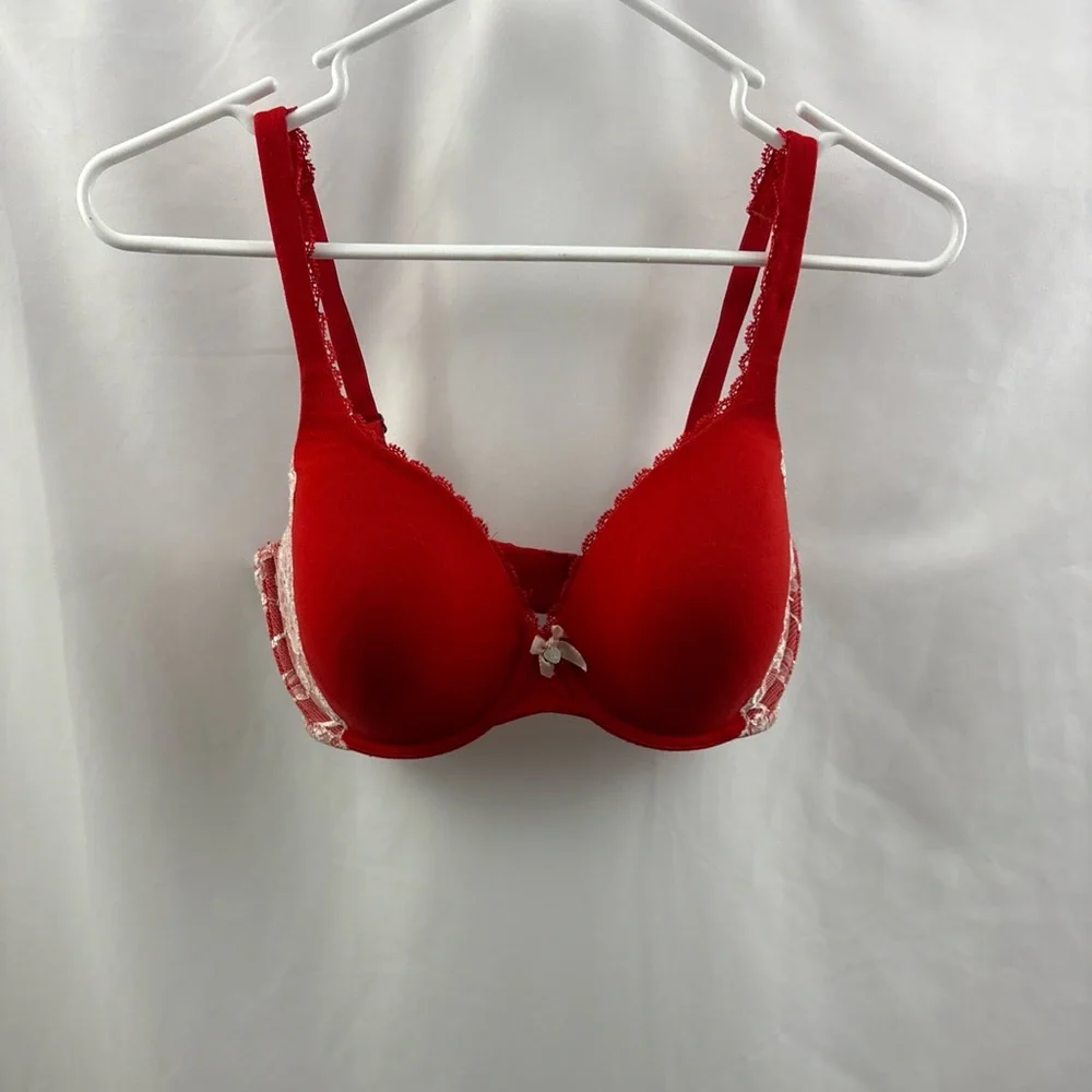 VICTORIA'S SECRET Body By Victoria Lined Perfect Coverage 34DD Red Sequin - Picture 2 of 10
